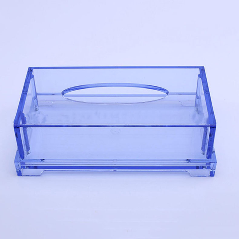 Blue translucent plexiglass tissue box customized