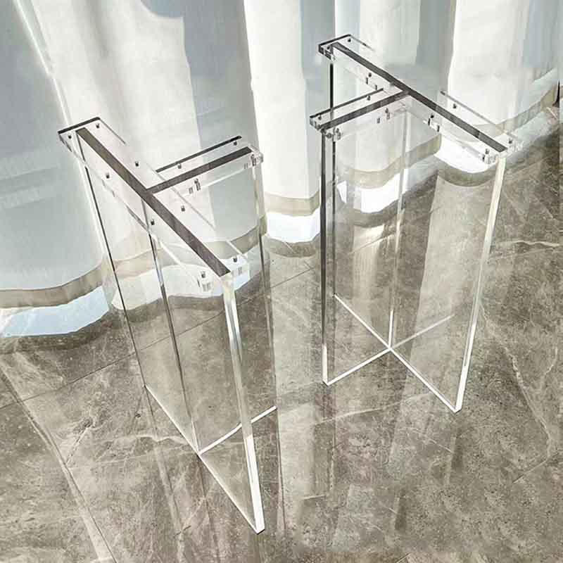 T-shaped transparent acrylic table legs