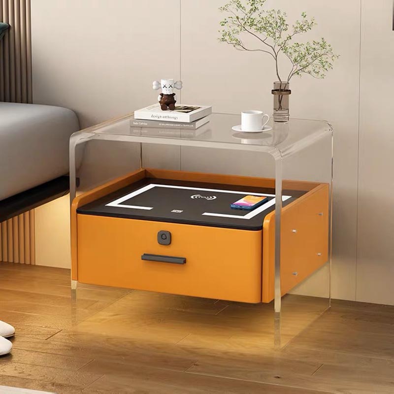 Factory-customized smart acrylic bedside table with wireless mobile phone charging