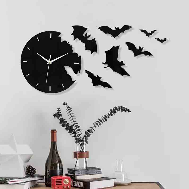 acrylic wall clock with bat pattern