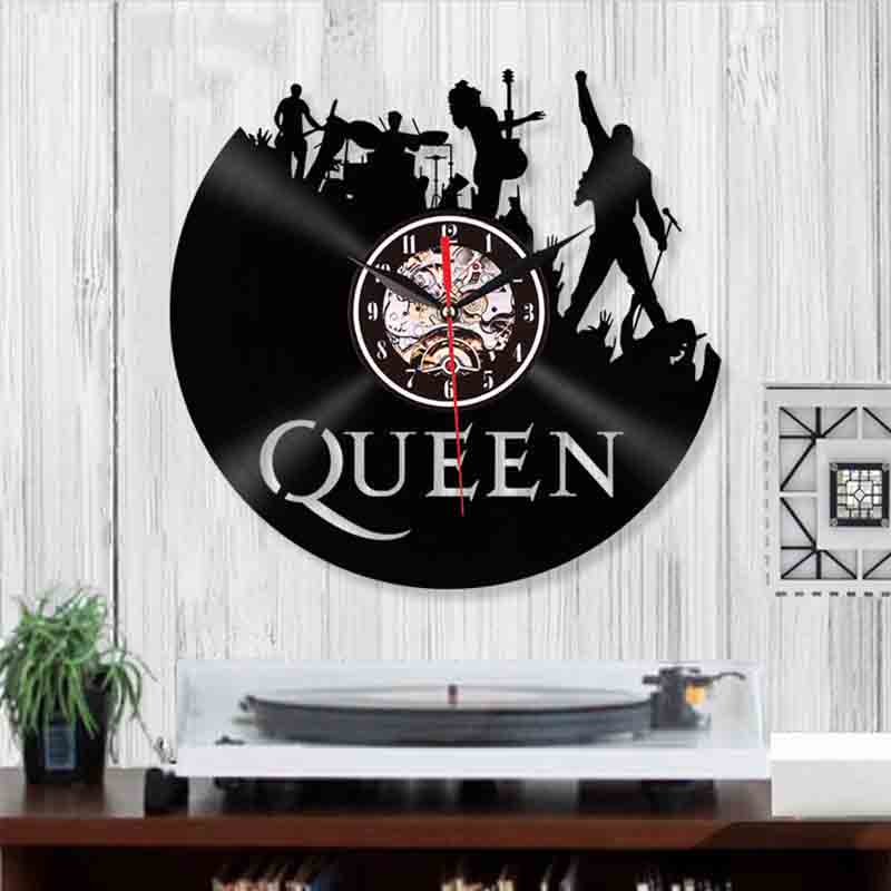 acrylic wall clock with record patterns