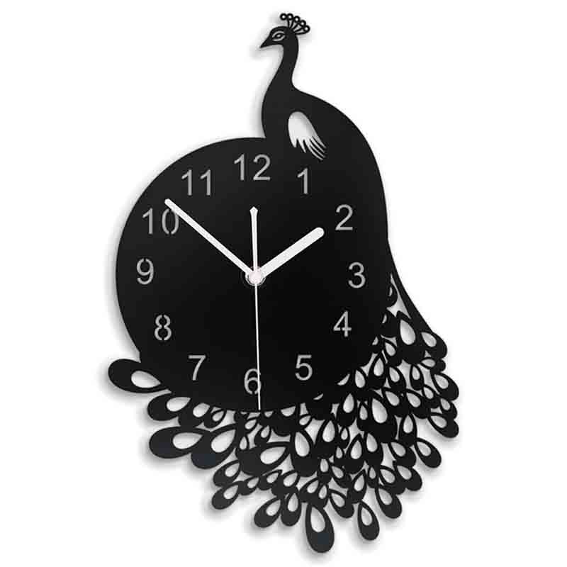 Custom Acrylic Peacock Pattern Wall Clock