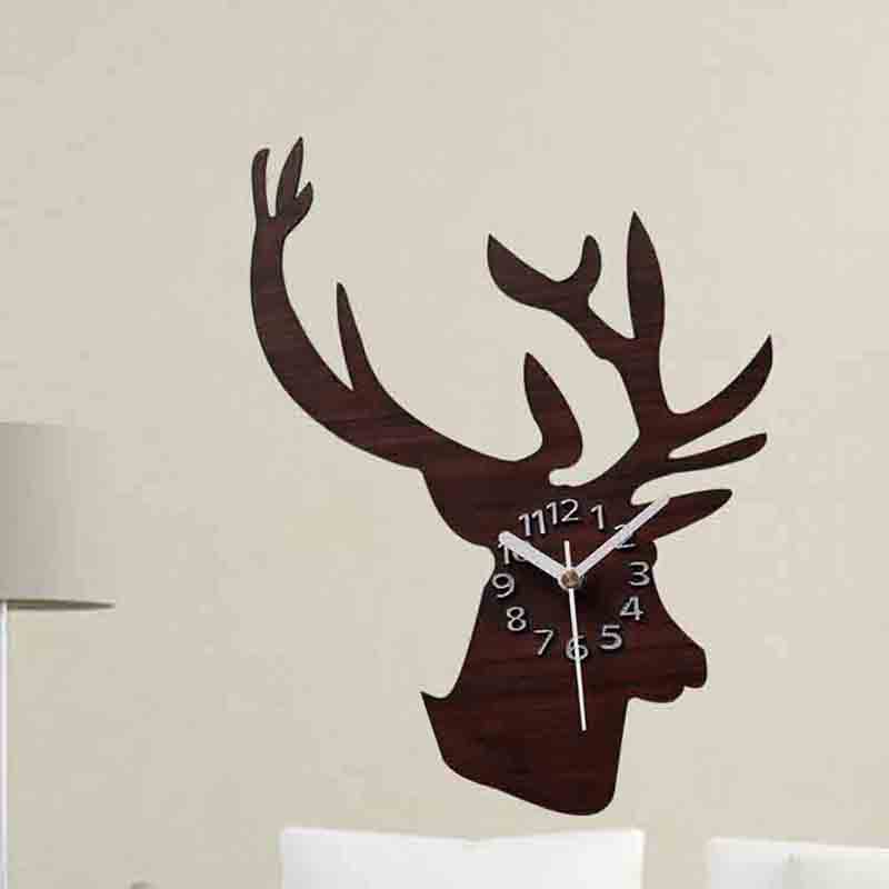 deer head shape acrylic wall clock