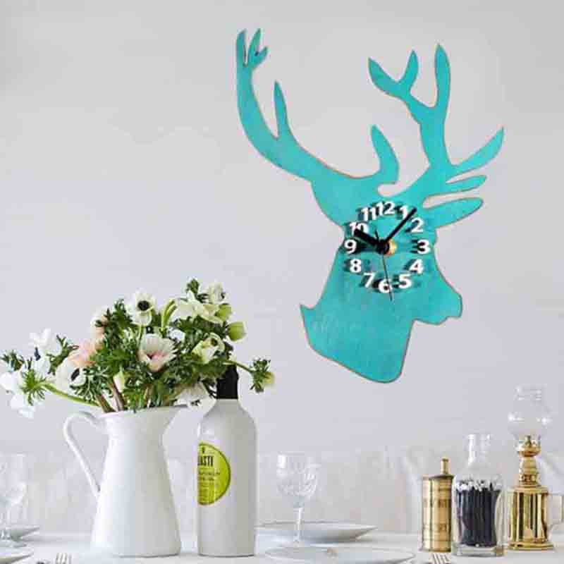 deer head shape acrylic wall clock