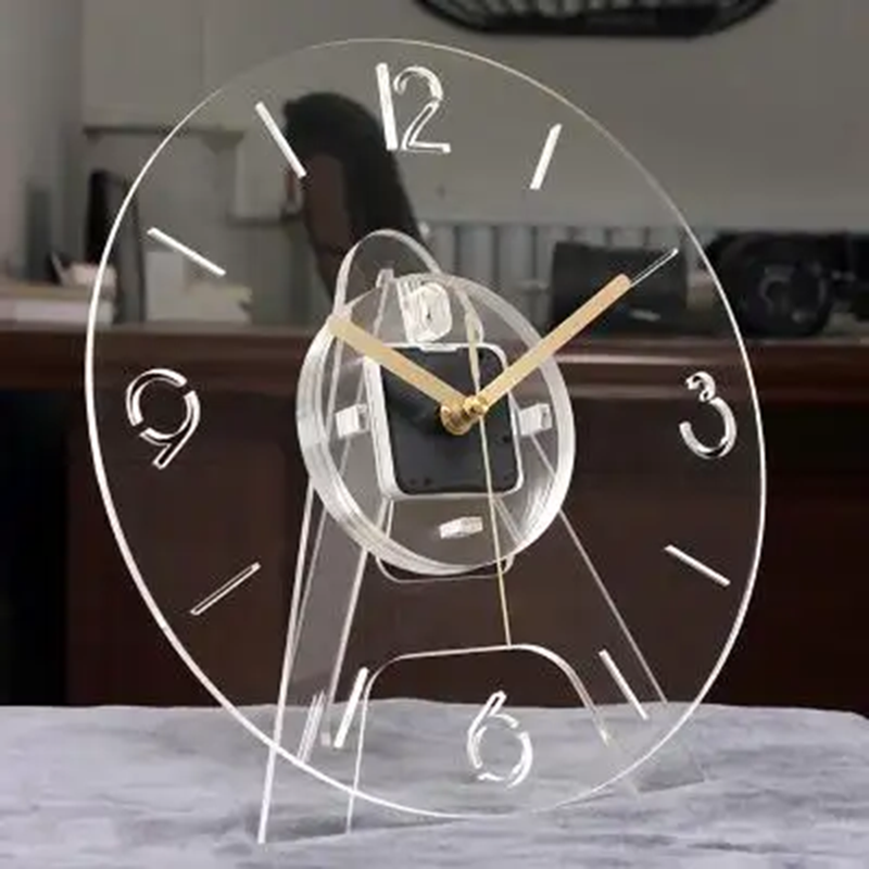 China factory custom personality transparent round acrylic table clock