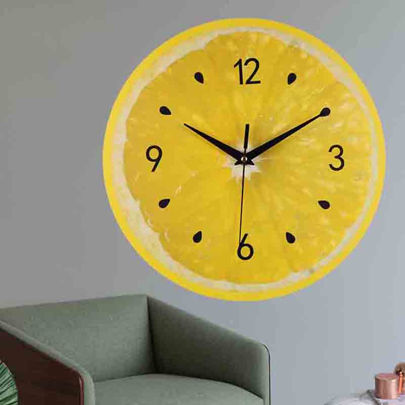acrylic wall clock with lemon pattern