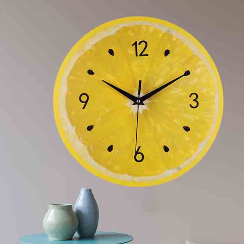 acrylic wall clock with lemon pattern