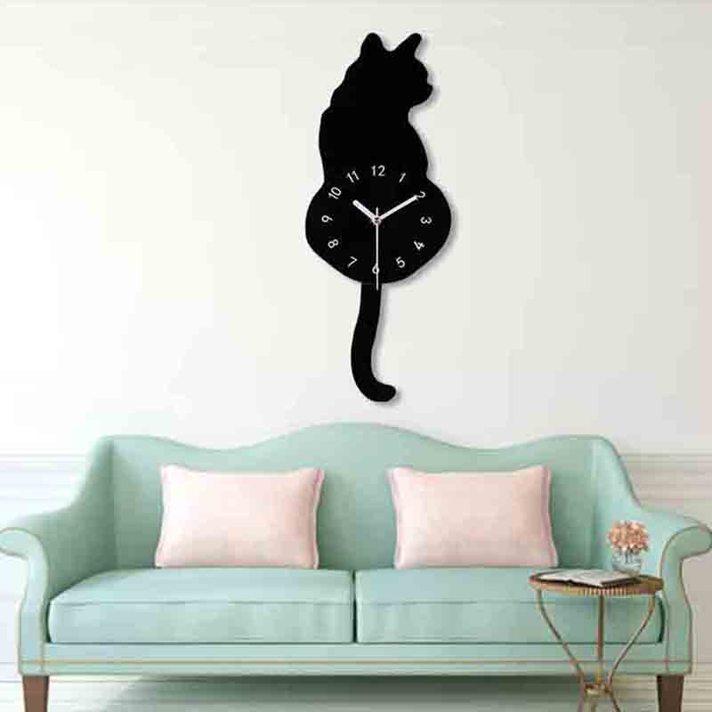 Custom-made acrylic wall clock with cat back view pattern