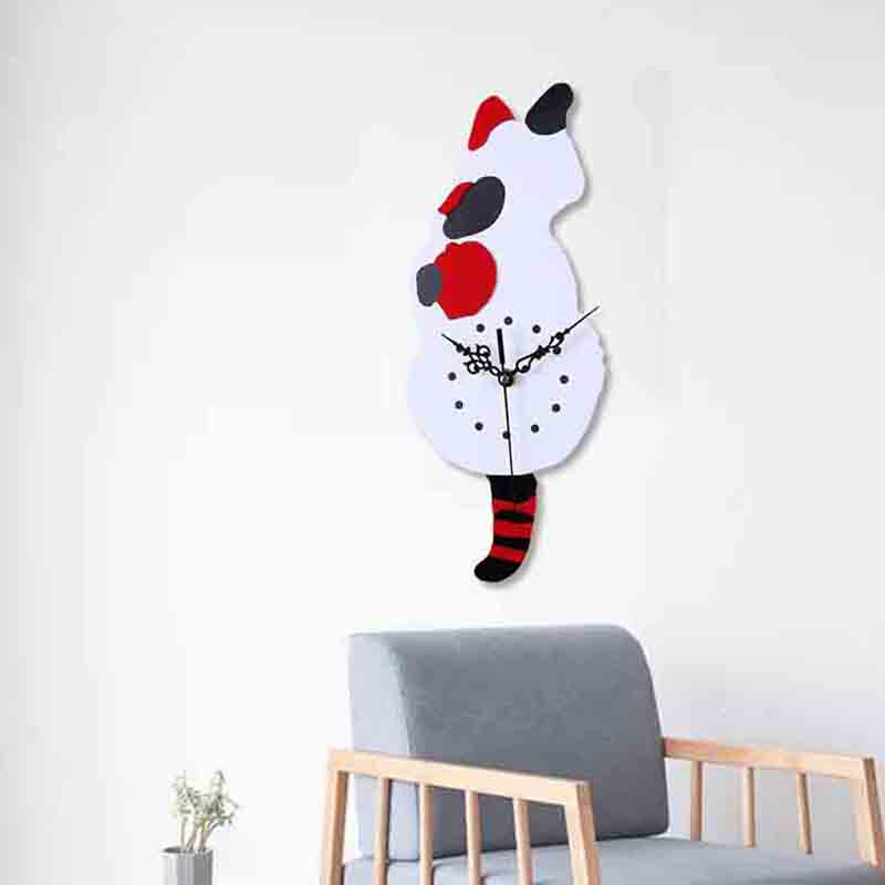 crylic wall clock with cat back view pattern