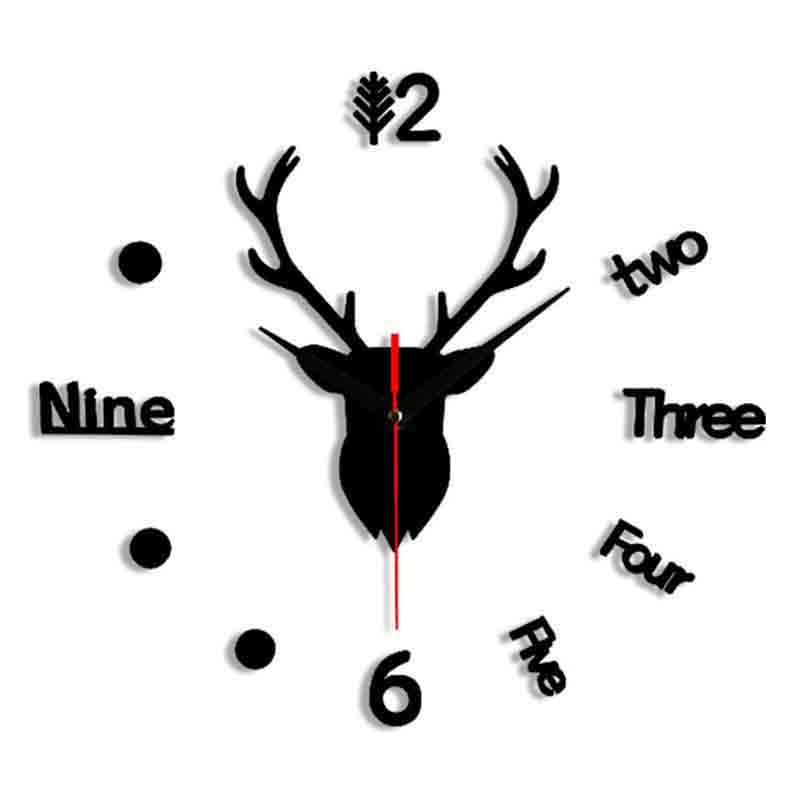 Deer Head Personality Digital Acrylic Wall Clock