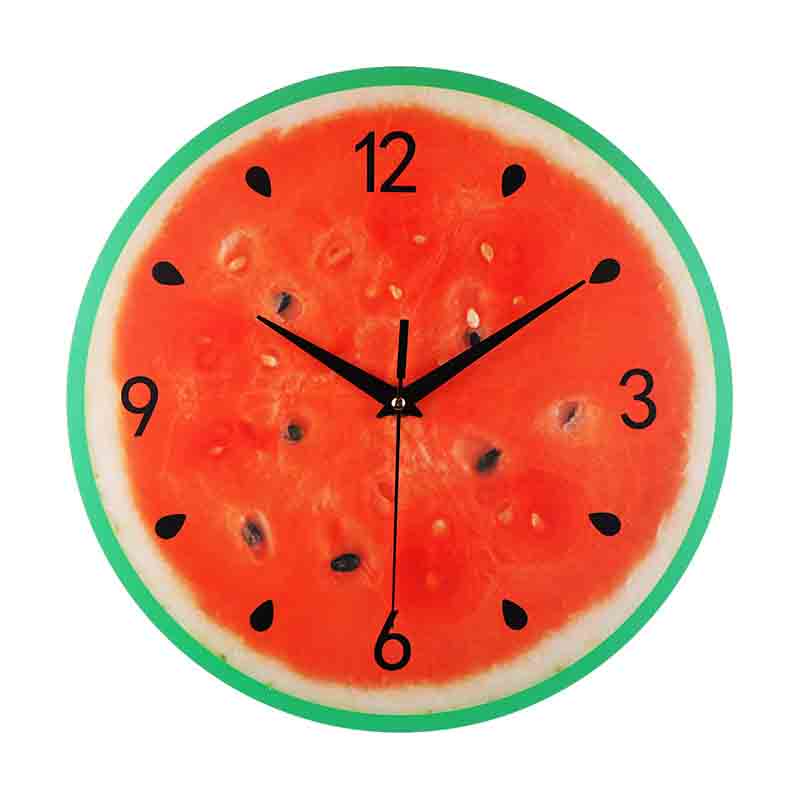 Watermelon-shaped round acrylic wall clock factory customized