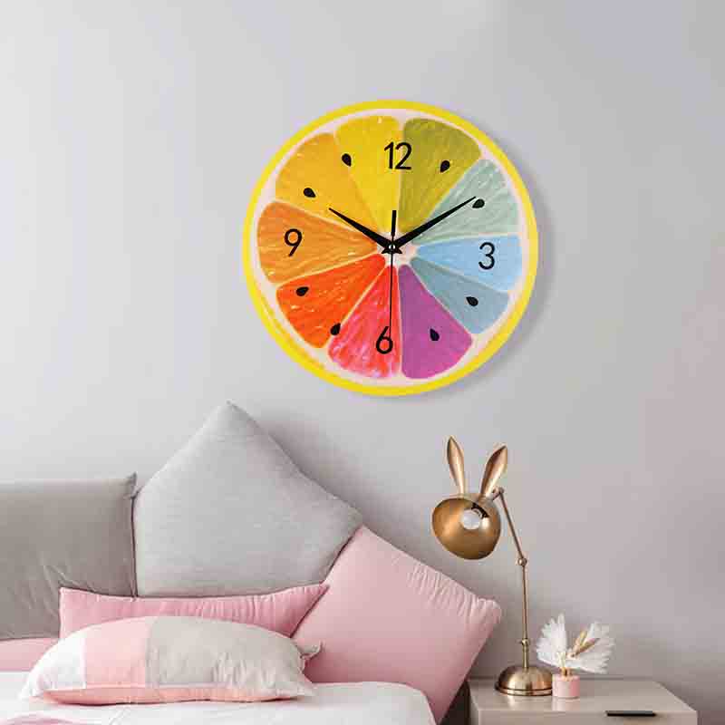 Acrylic Factory Custom Orange Pattern Acrylic Wall Clock