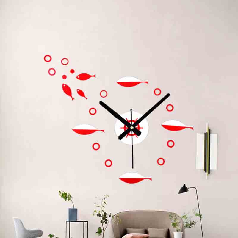 Marine shoal of fish Acrylic wall clock