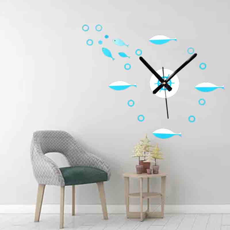 Marine shoal of fish Acrylic wall clock