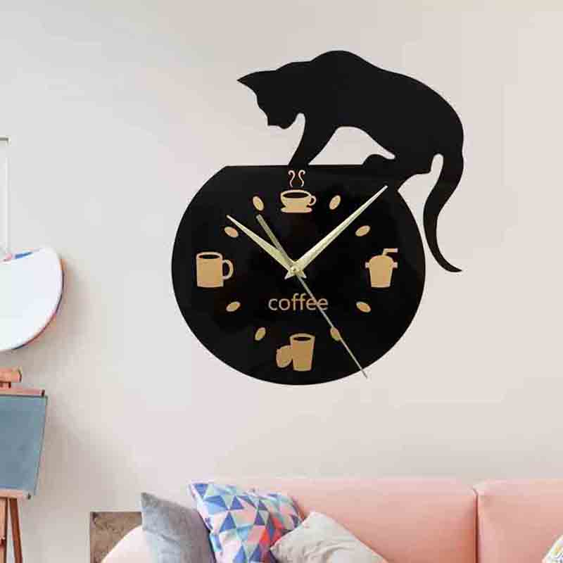 A cat crawling on a fish tank Pattern acrylic Wall Clock