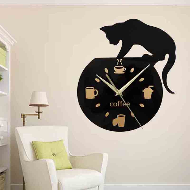A cat crawling on a fish tank Pattern acrylic Wall Clock
