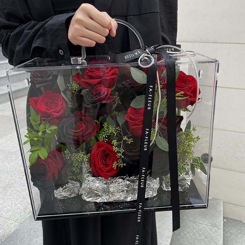 Transparent acrylic hand-held flower boxes for wedding supplies decoration
