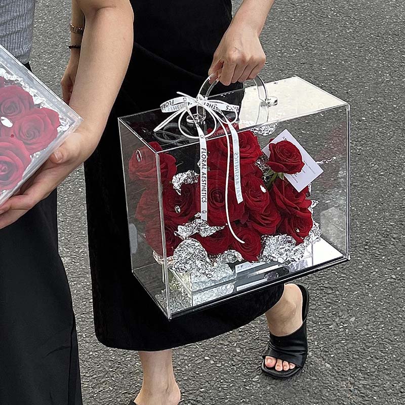 acrylic hand-held flower boxes